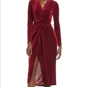 ALL IN FAVOR - Velvet Rib Midi Knot Dress